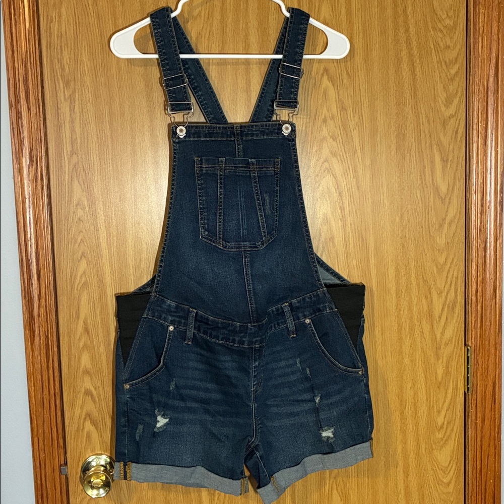 Maurice’s Maternity KanCan Denim Overalls with Distressed Details